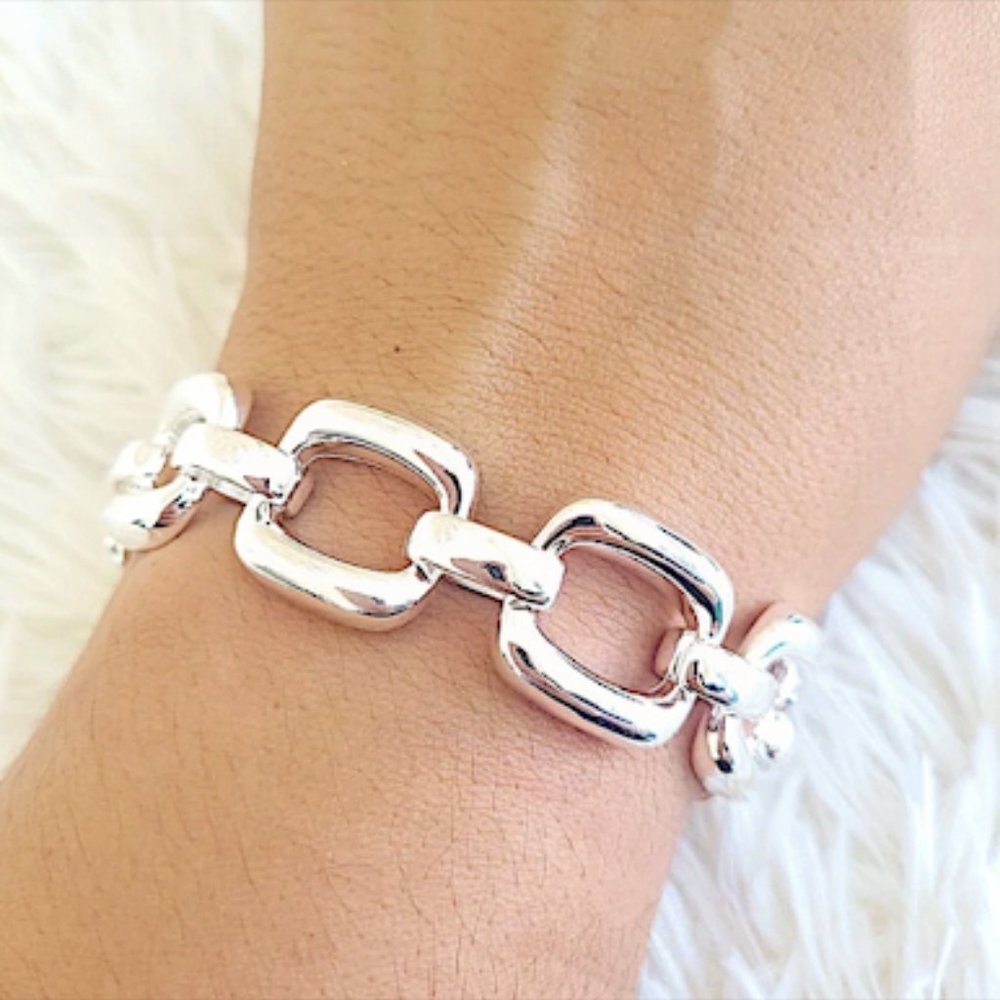 STERLING SILVER CHAIN LINK BRACELET - Picture 4 of 11